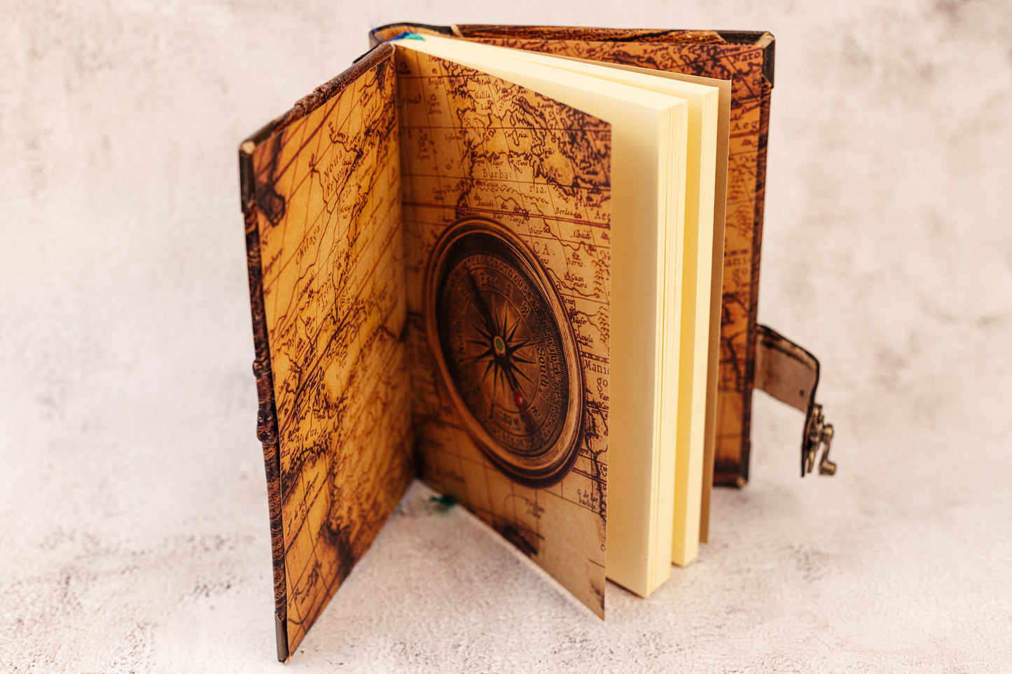 Handmade Leather Journal Belt Strap Drama Faces