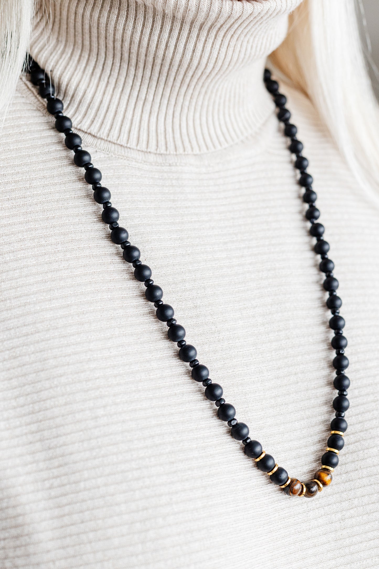 Handmade Onyx Stone Beads 8mm Unisex Necklace