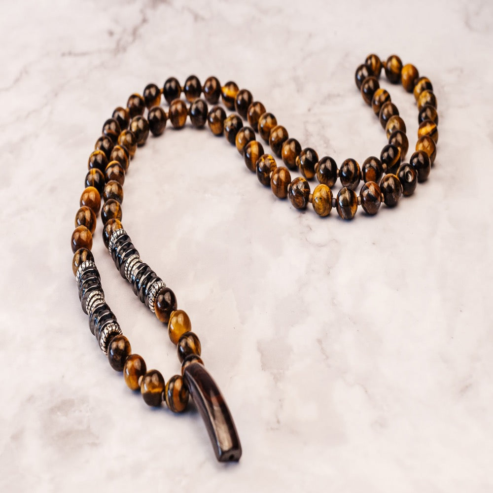Handmade Tiger Eyes Stone Beads 8mm Unisex Necklace