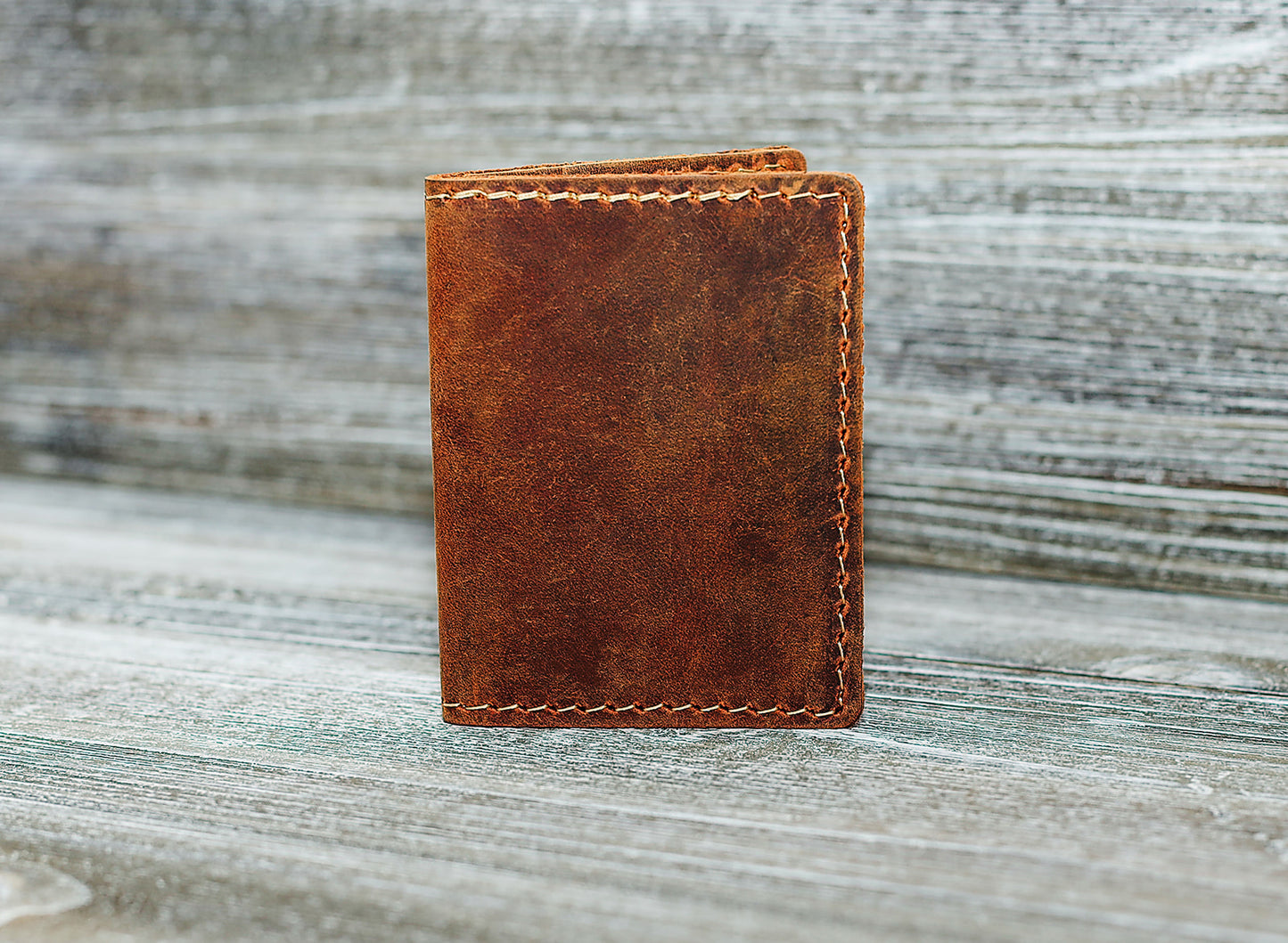 Hand made Leather Bifold Wallet Rustic Brown