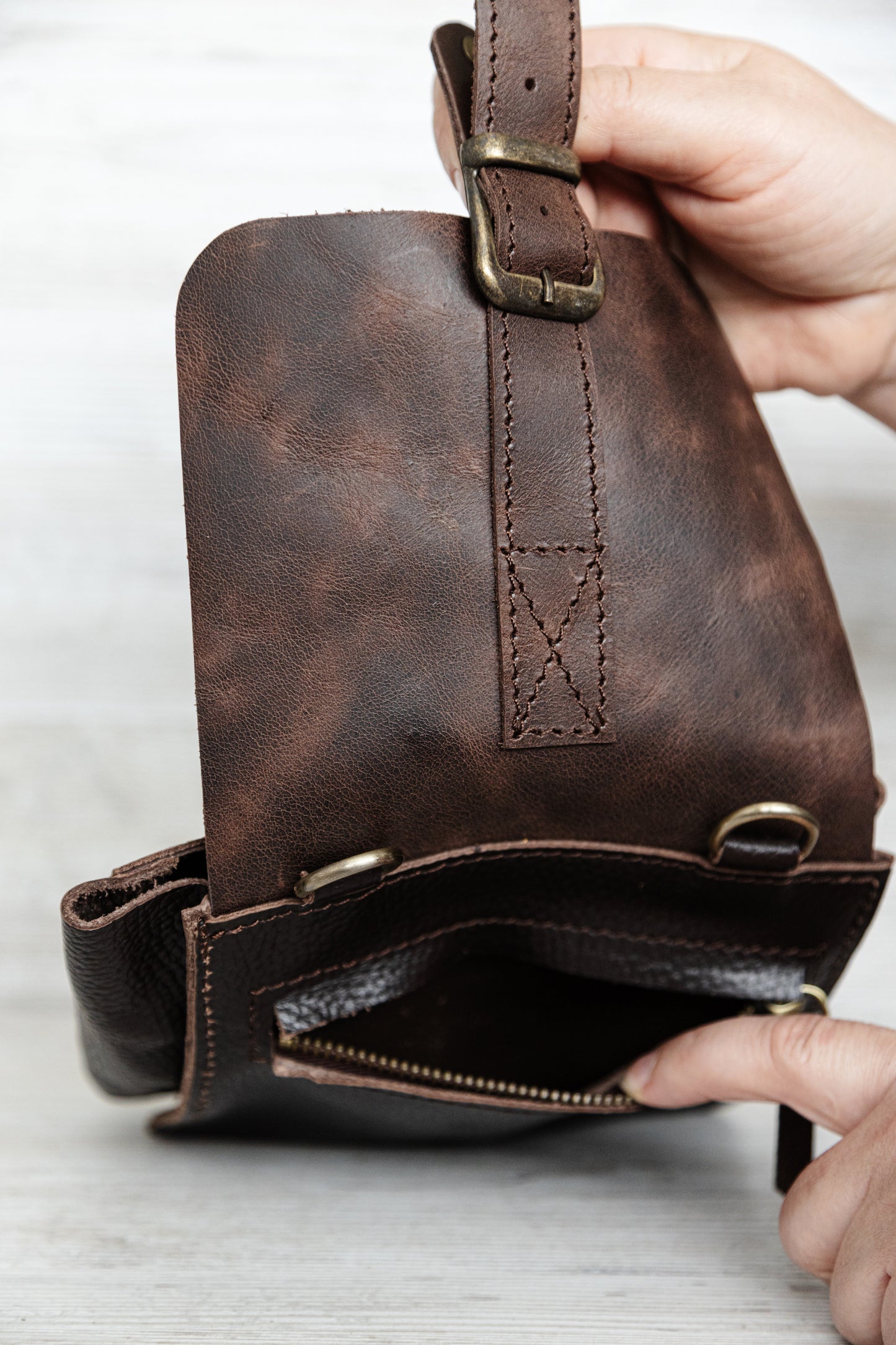 Handmade Leather Crossbody Brown