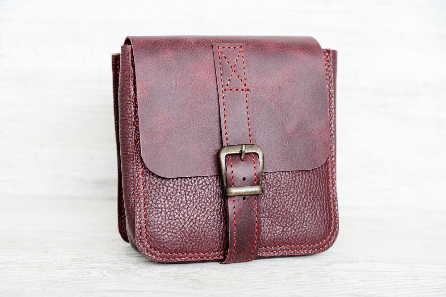 Handmade Leather Crossbody Burgundy