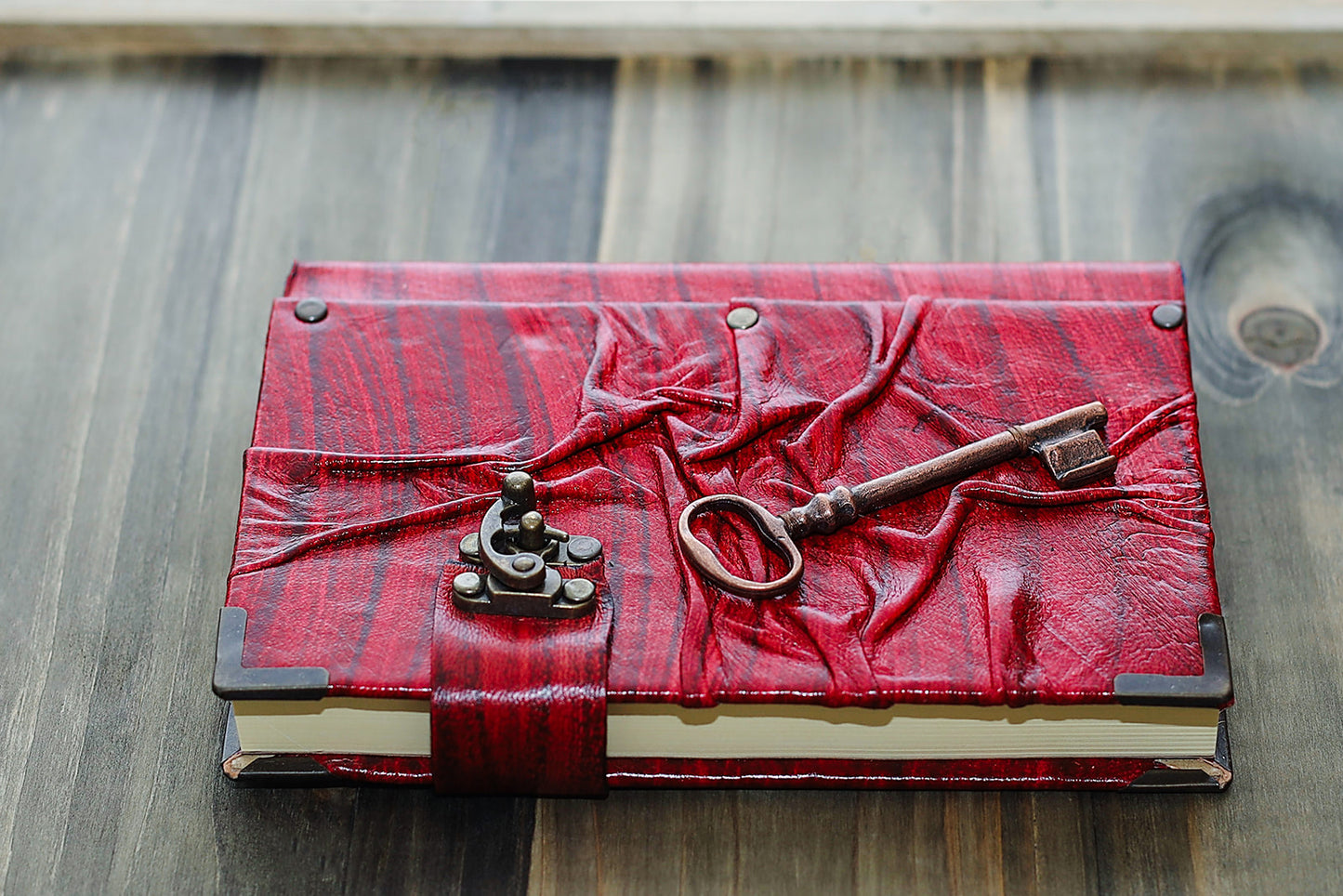 Handmade Leather Journal Belt Strap Key
