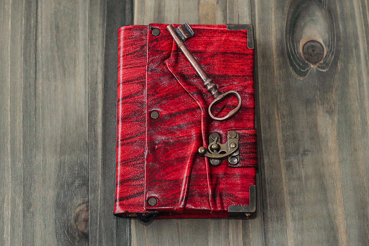 Handmade Leather Journal Belt Strap Key