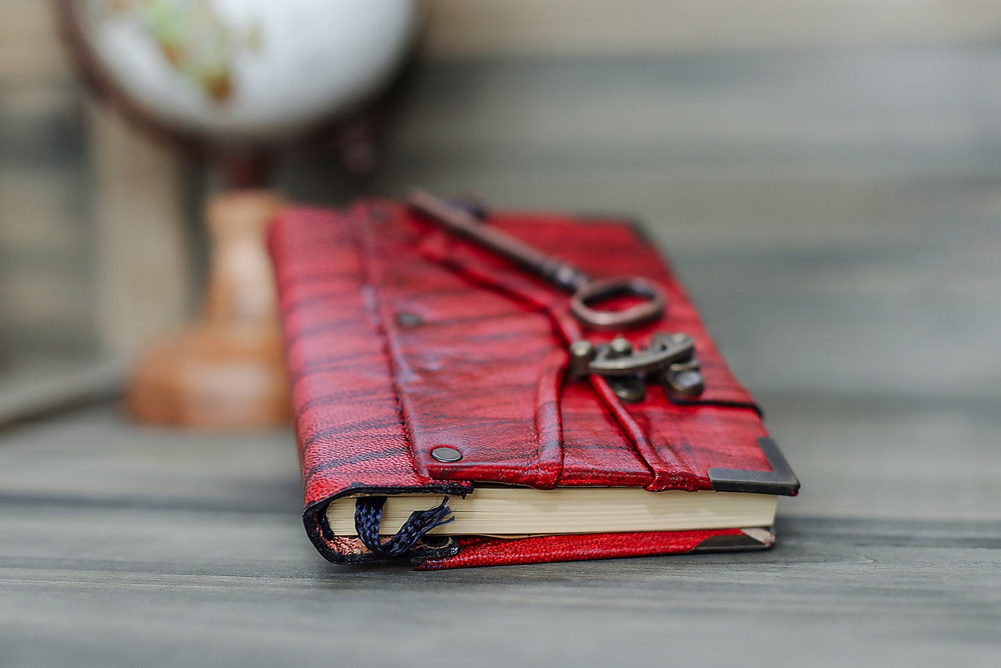Handmade Leather Journal Belt Strap Key