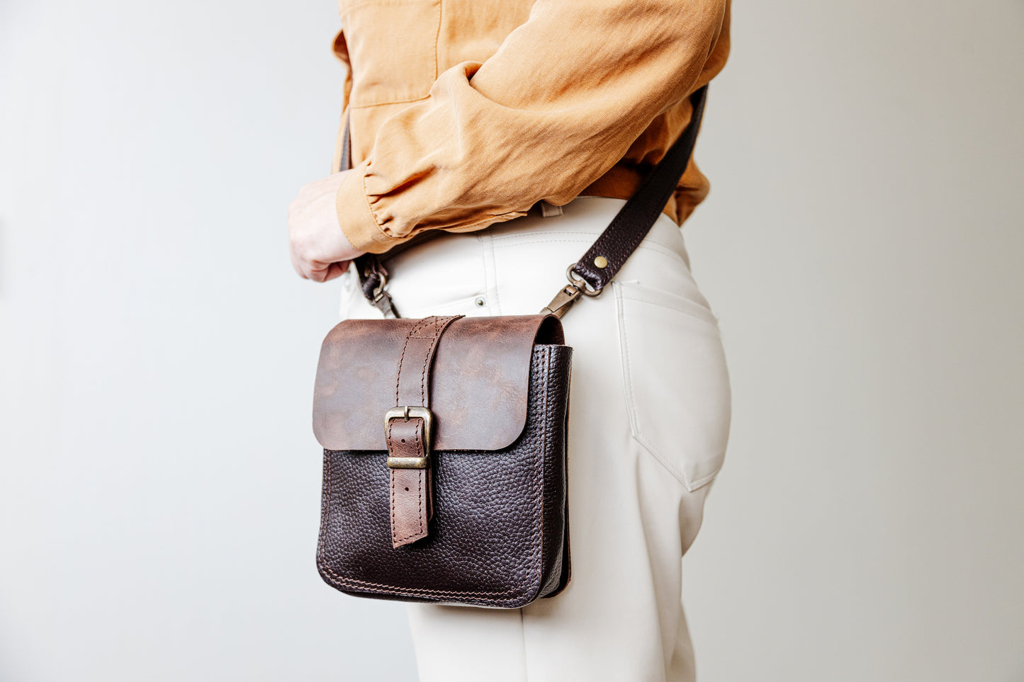 Handmade Leather Crossbody Brown