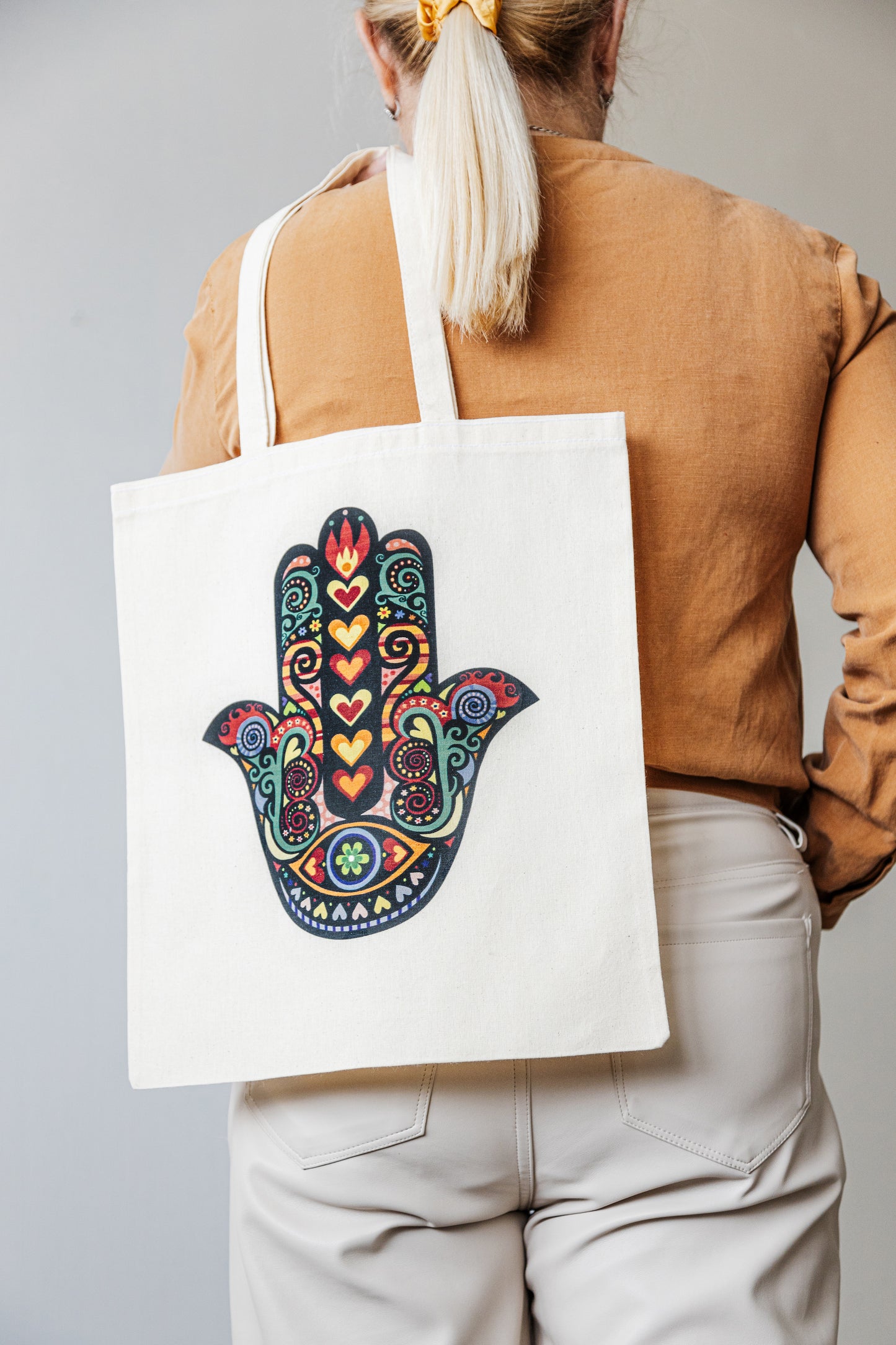 Organic Cotton Tote Bag Hamsa