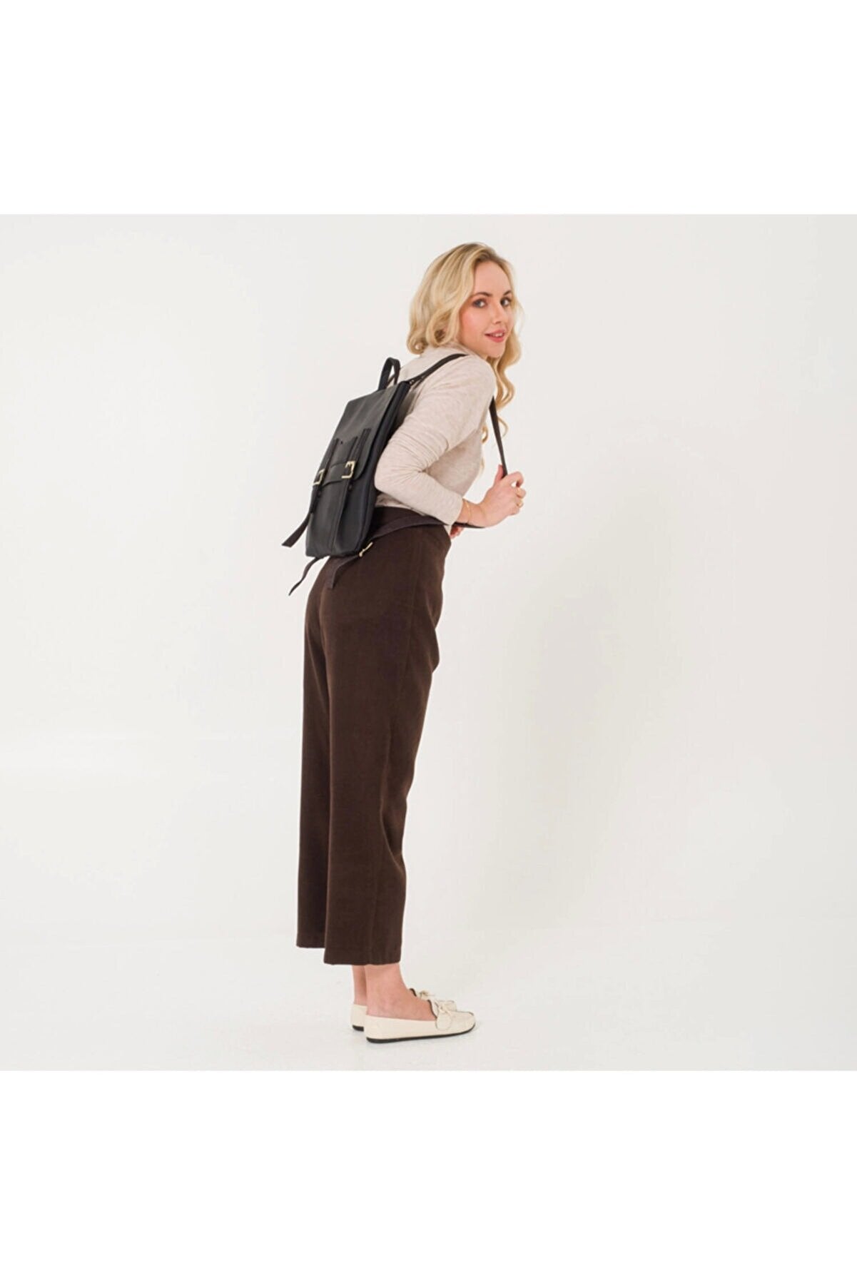 Handmade Genuine Leather Laptop Unisex Backpack Black