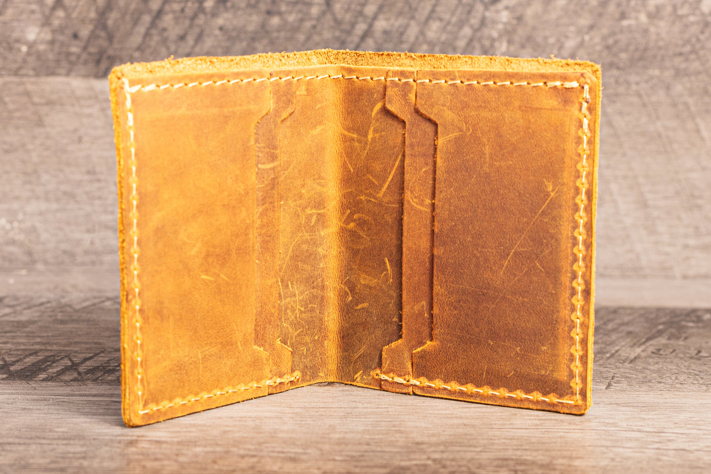 Hand made Leather Bifold Pocket Wallet Rustic Brown