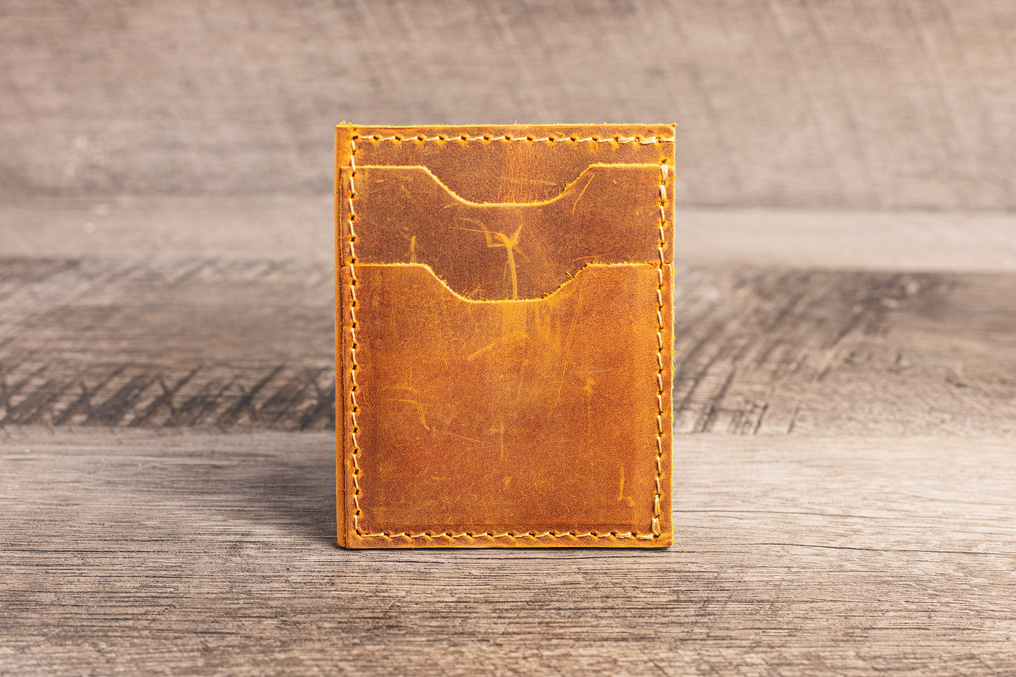 Handmade Leather Unisex Card Holder Rustic Brown