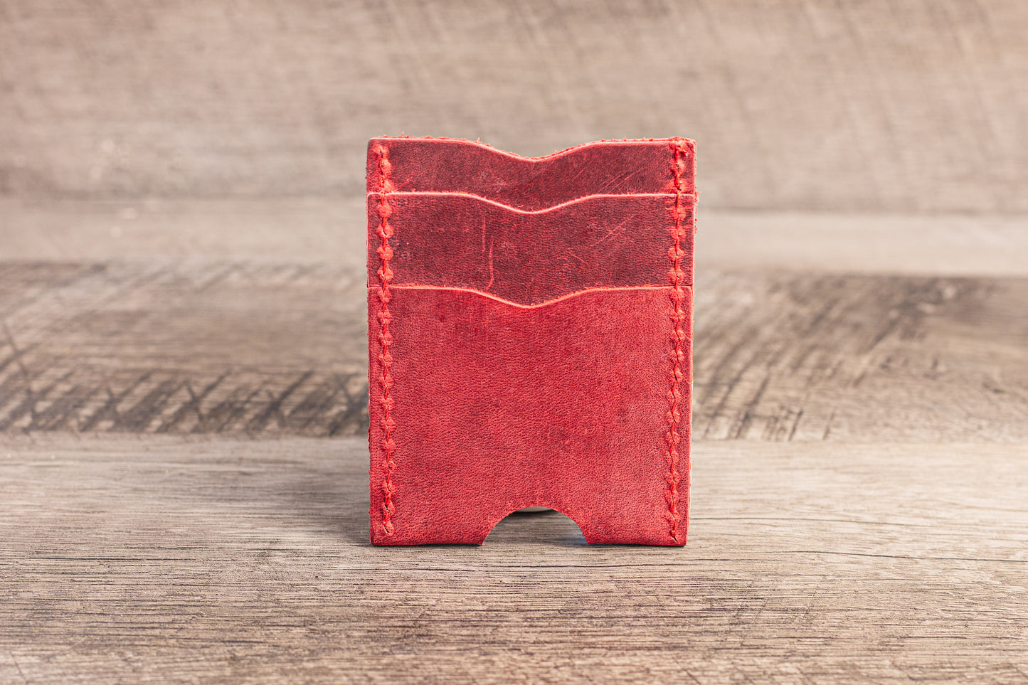 Handmade Leather Unisex Card Holder Red