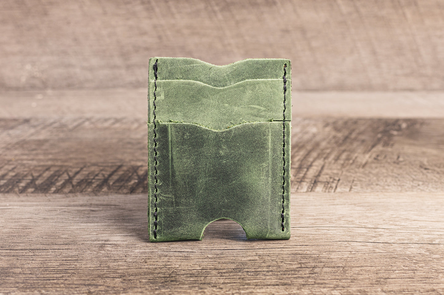 Handmade Leather Unisex Card Holder Green