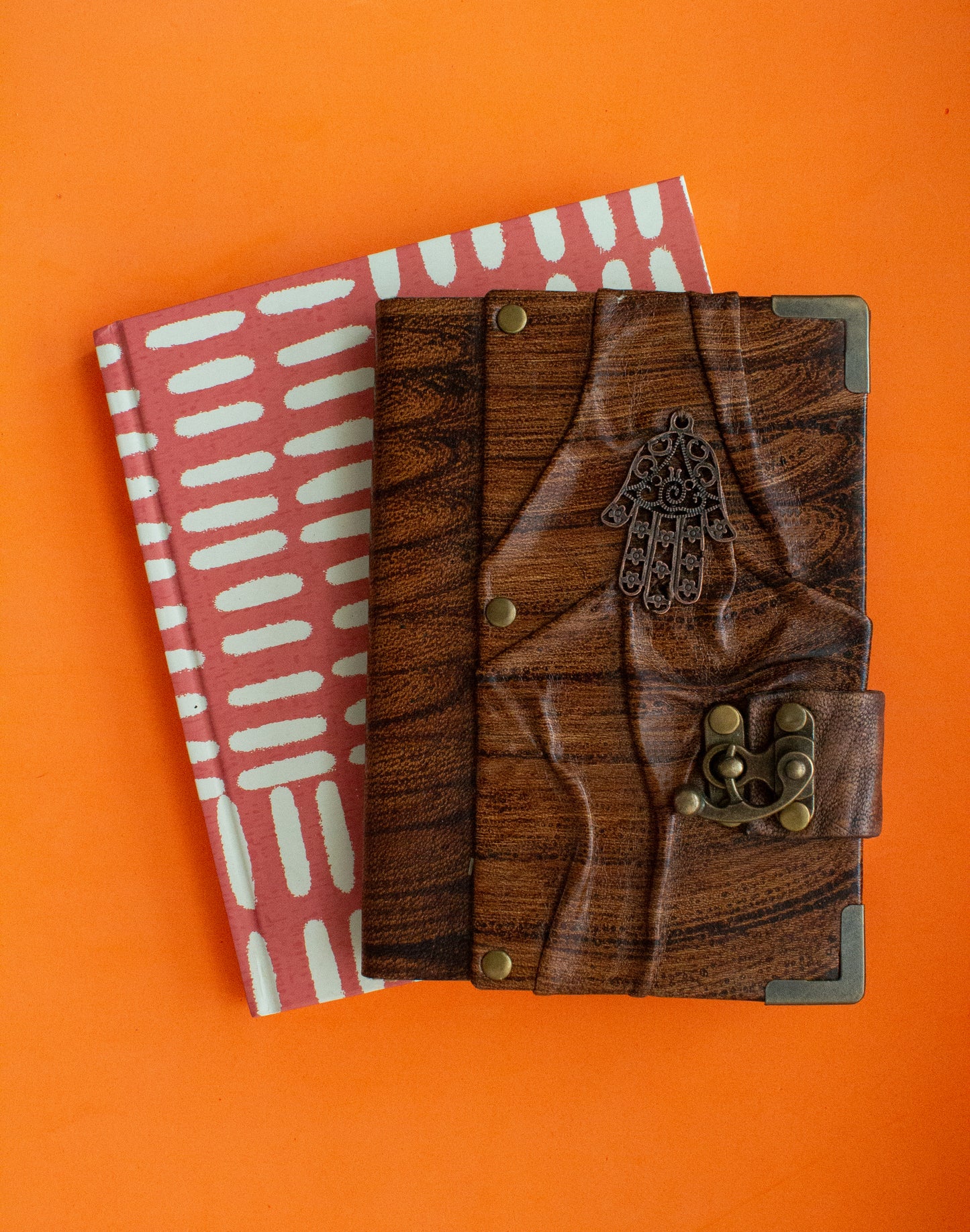 Handmade Leather Journal Belt Strap Hamsa