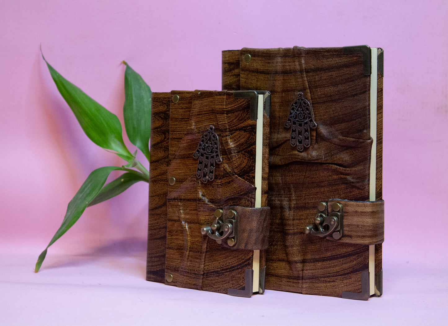 Handmade Leather Journal Belt Strap Hamsa