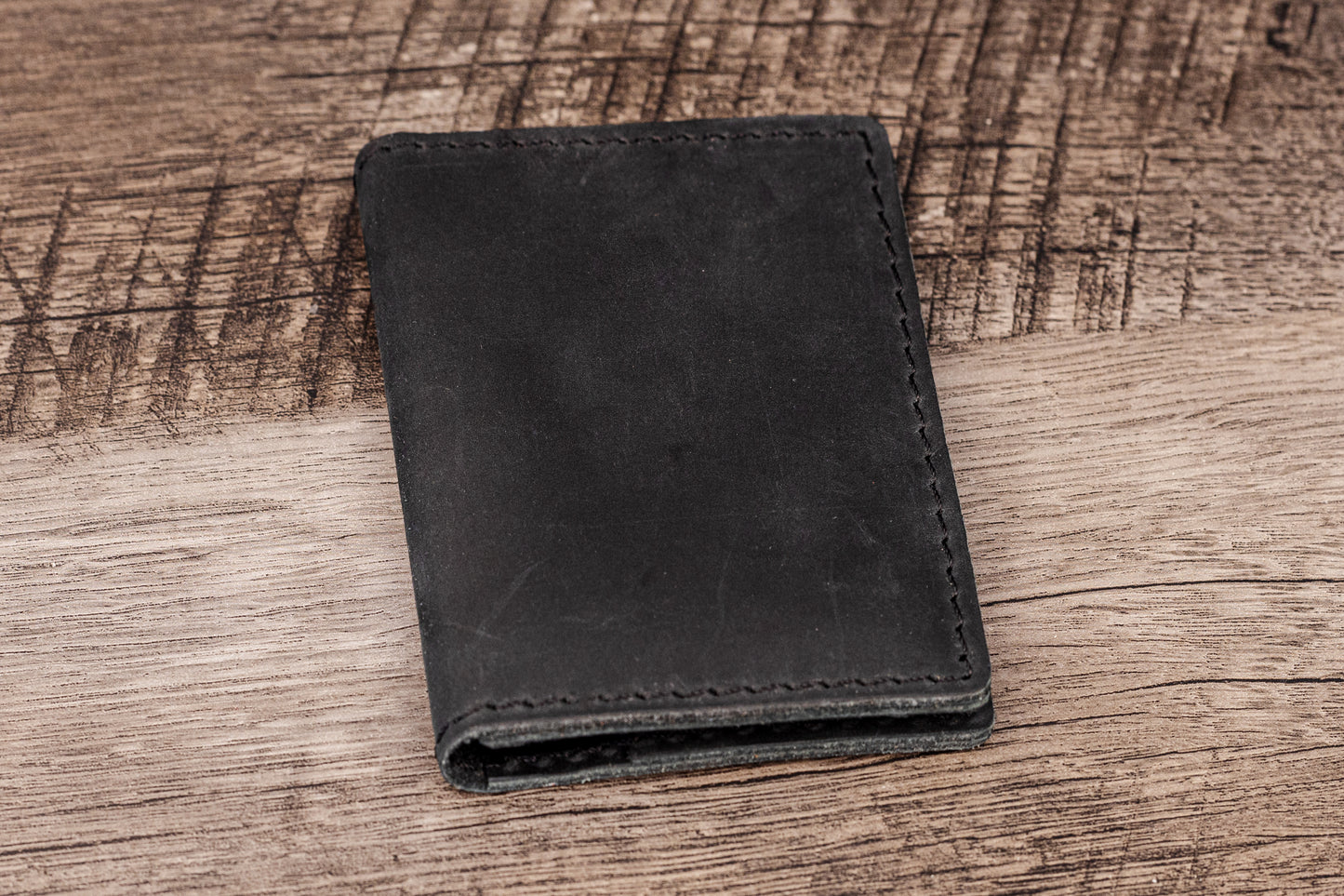 Hand made Leather Bifold Wallet Black