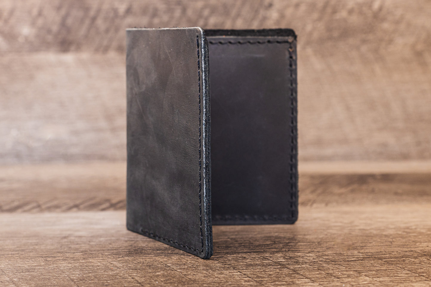 Hand made Leather Bifold Wallet Black