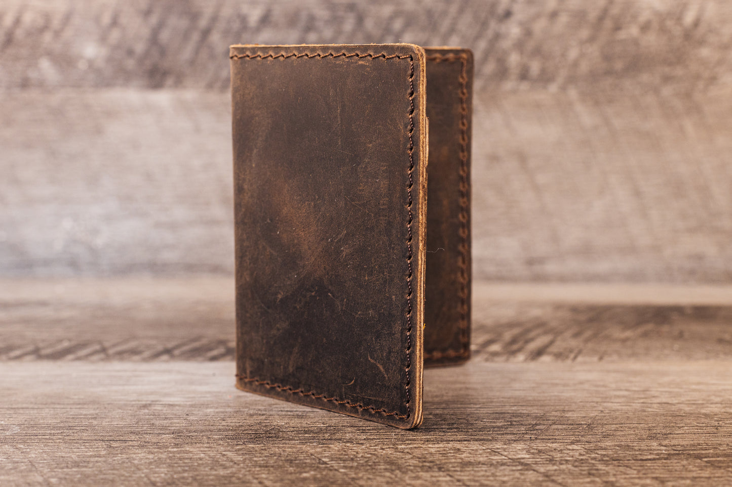 Hand made Leather Bifold Wallet Brown