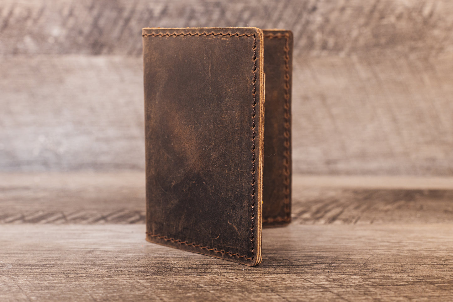 Hand made Leather Bifold Wallet Brown