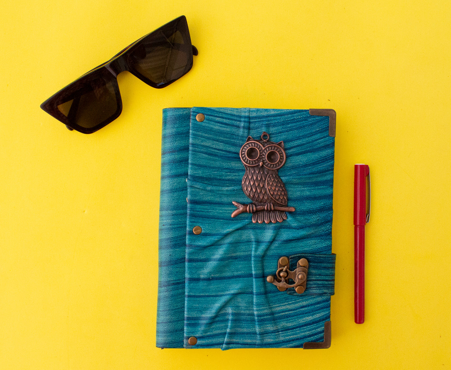 Handmade Leather Journal Belt Strap Owl