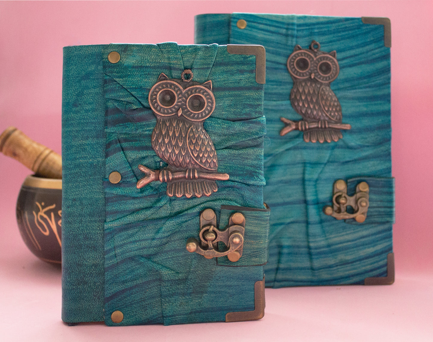 Handmade Leather Journal Belt Strap Owl