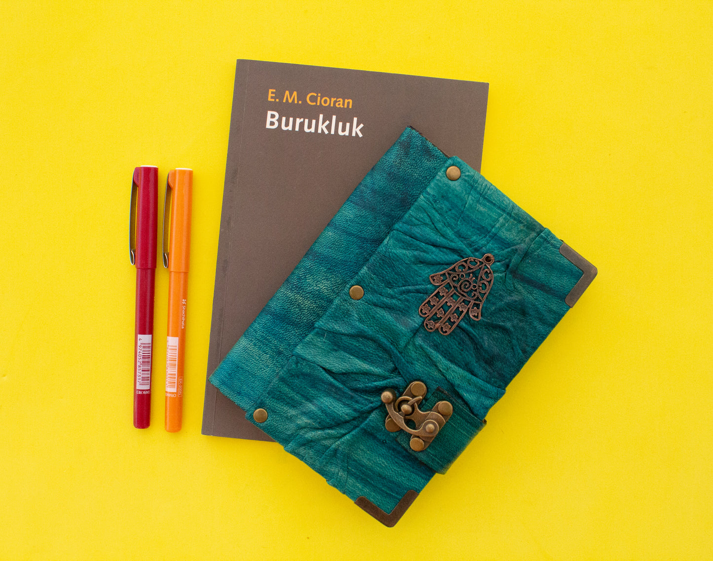 Handmade Leather Journal Belt Strap Hamsa