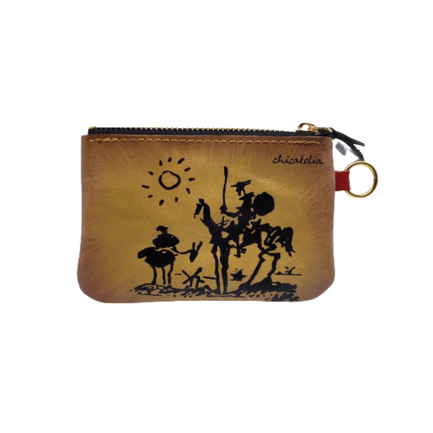 Hand-Painted Genuine Leather Wallet - Don Quixote Design - Artisan Crafted