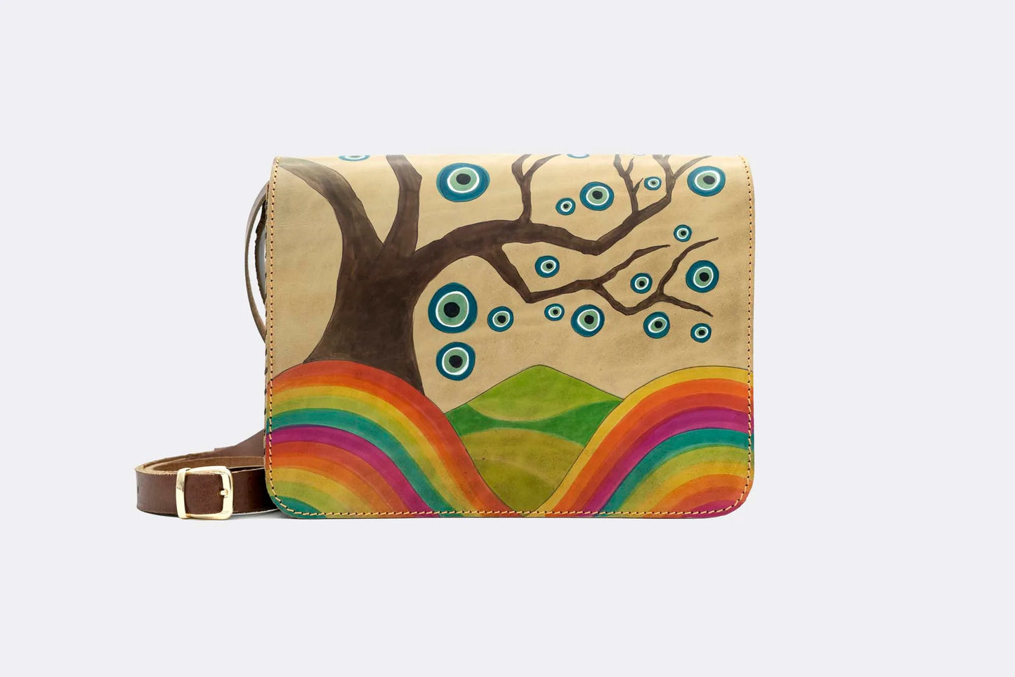 Hand-Painted Lucky Tree Leather Crossbody Hardcase