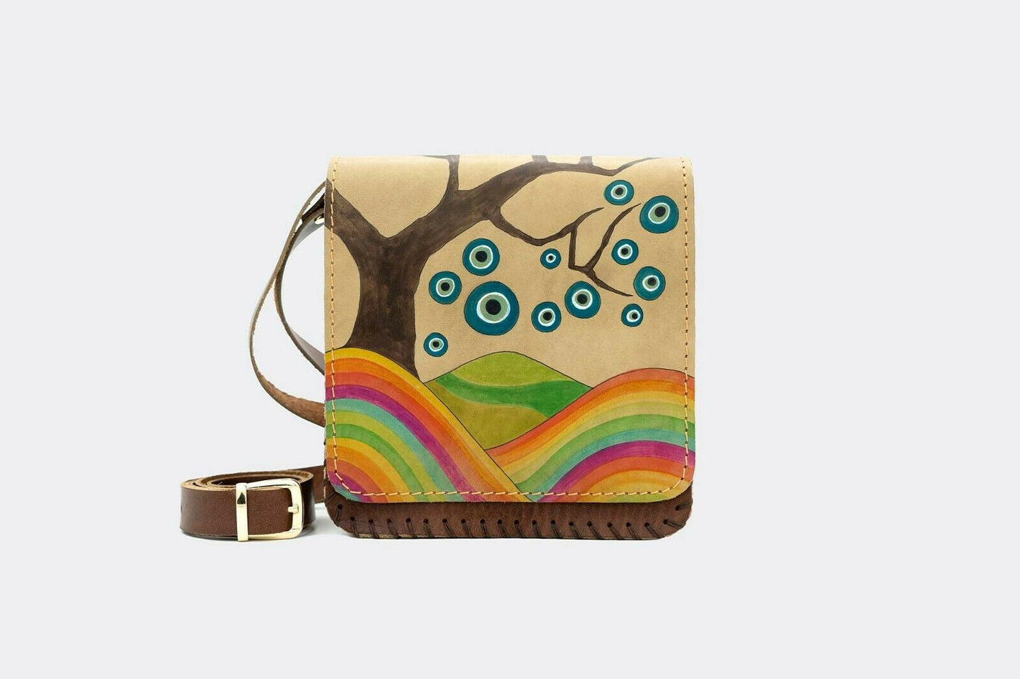 Hand-Painted Lucky Tree Leather Crossbody Hardcase