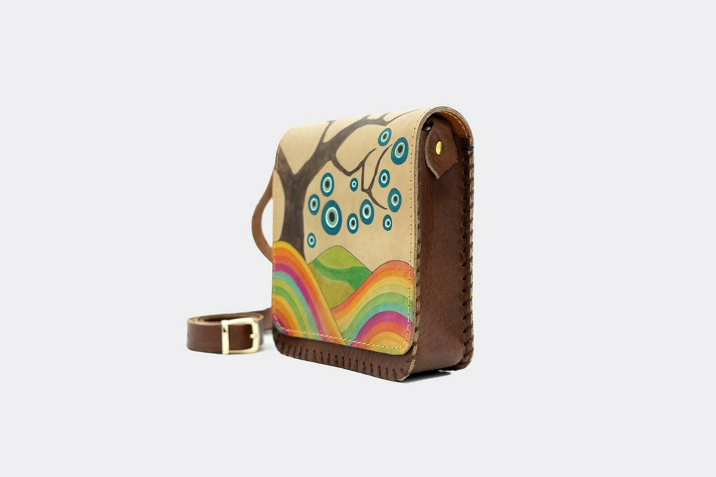 Hand-Painted Lucky Tree Leather Crossbody Hardcase
