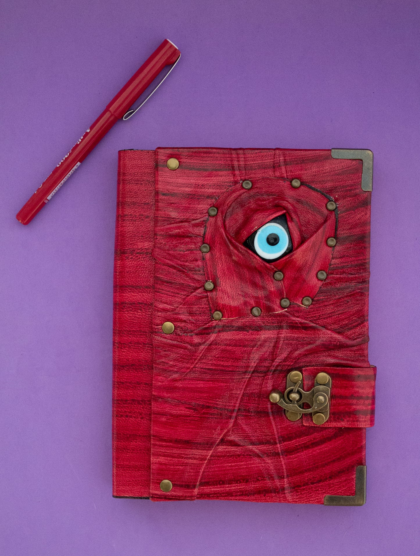 Handmade Leather Journal Belt Strap Evil Eye