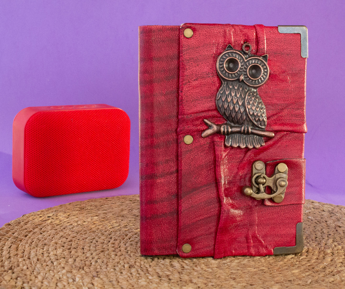 Handmade Leather Journal Belt Strap Owl