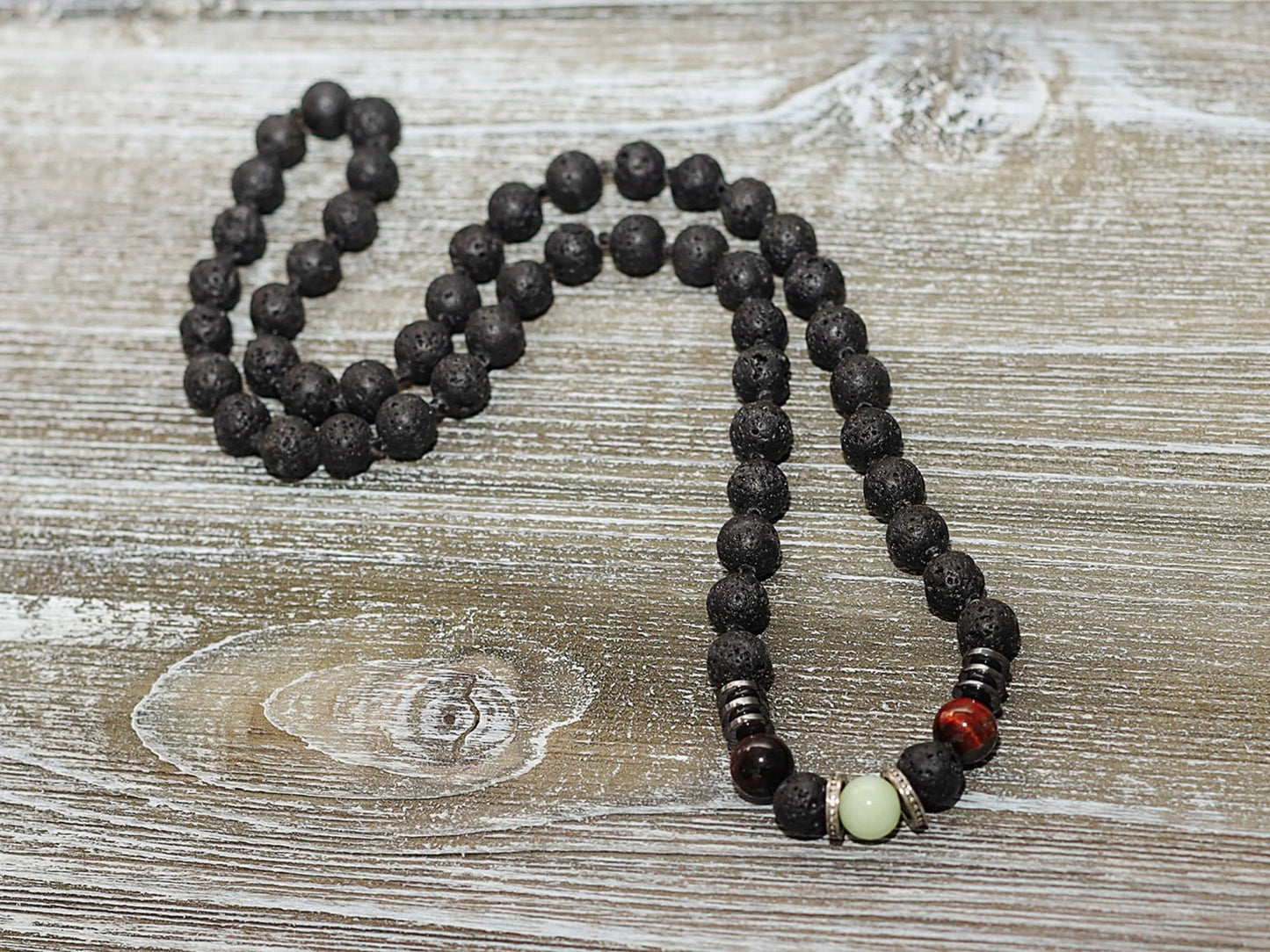 Handmade Lava Stone Beads 10mm Unisex Necklace