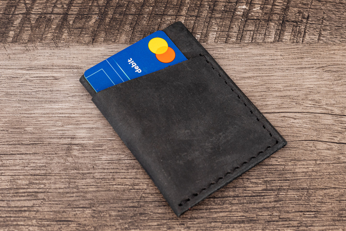 Handmade Leather Card Holder Black
