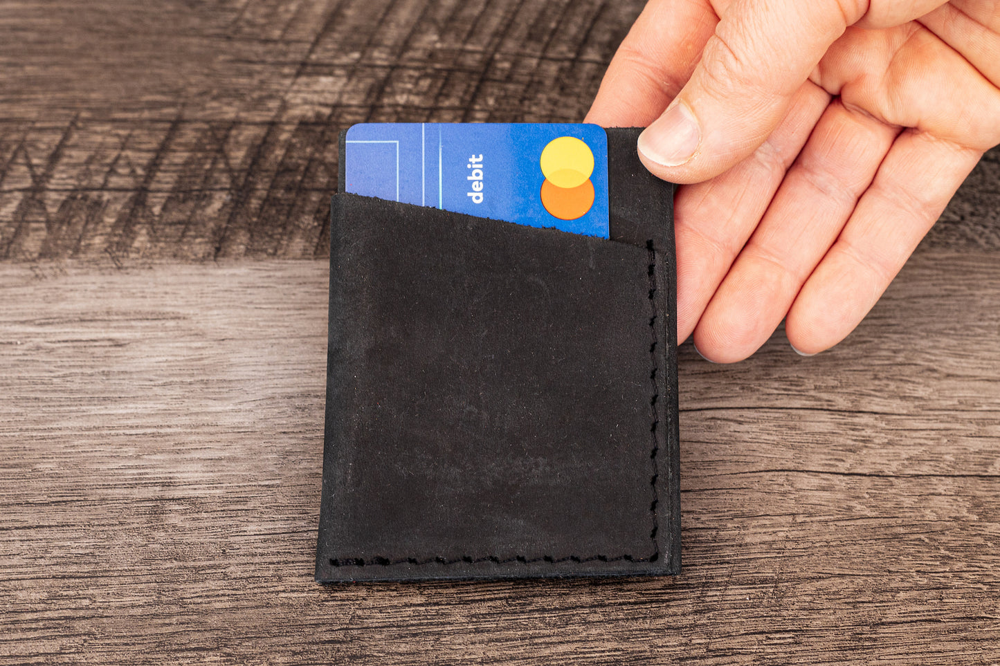 Handmade Leather Card Holder Black
