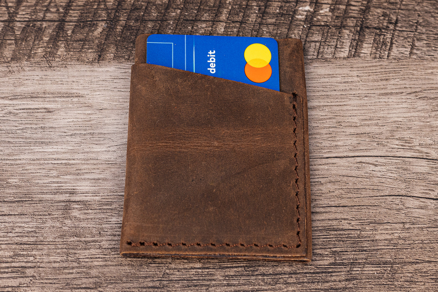 Handmade Leather Card Holder Brown