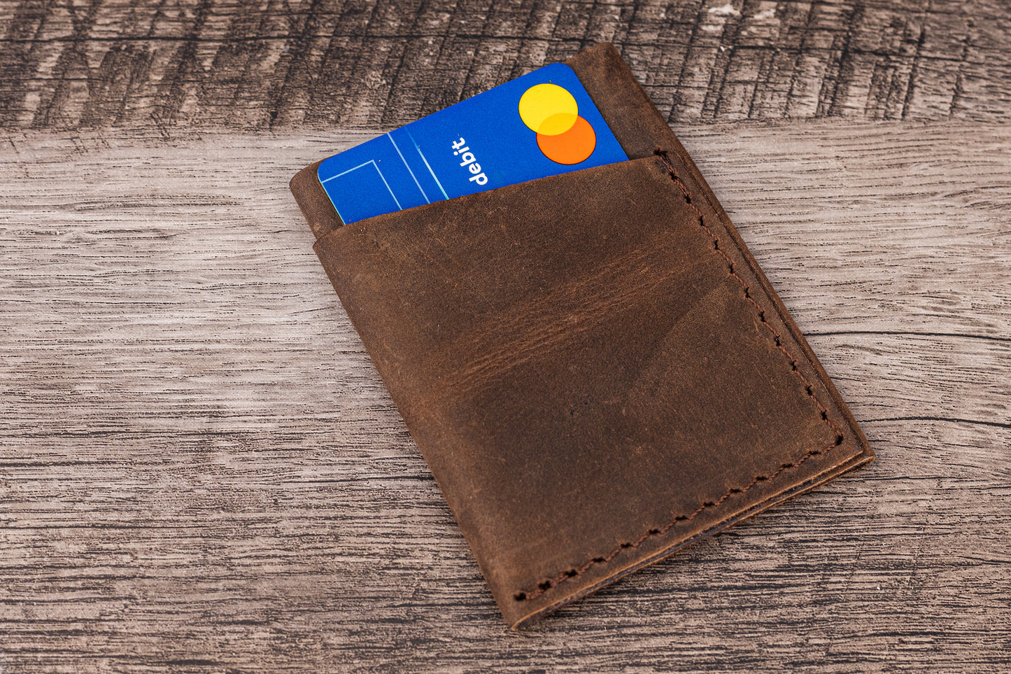 Handmade Leather Card Holder Brown