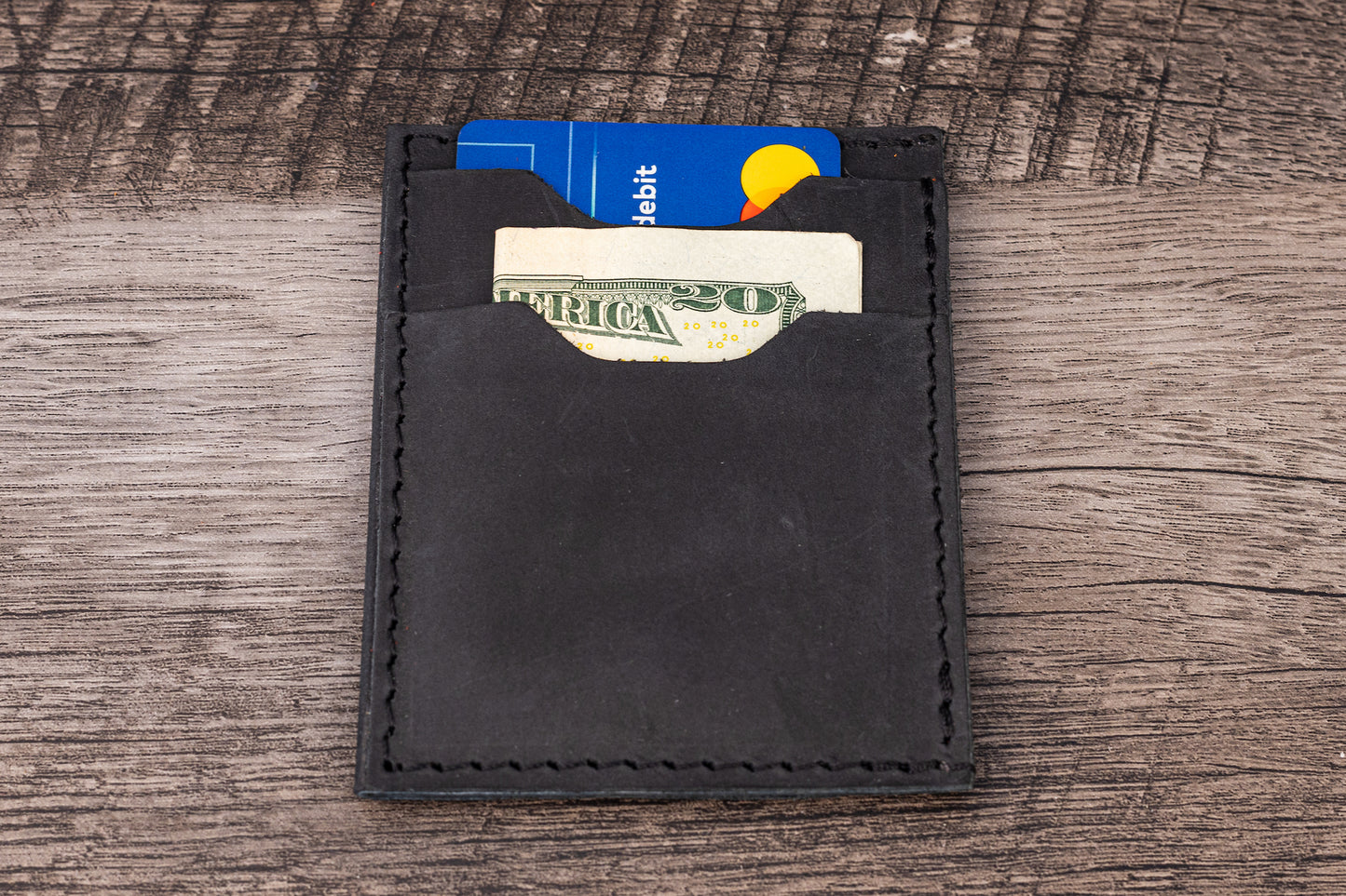 Handmade Leather Unisex Card Holder Black