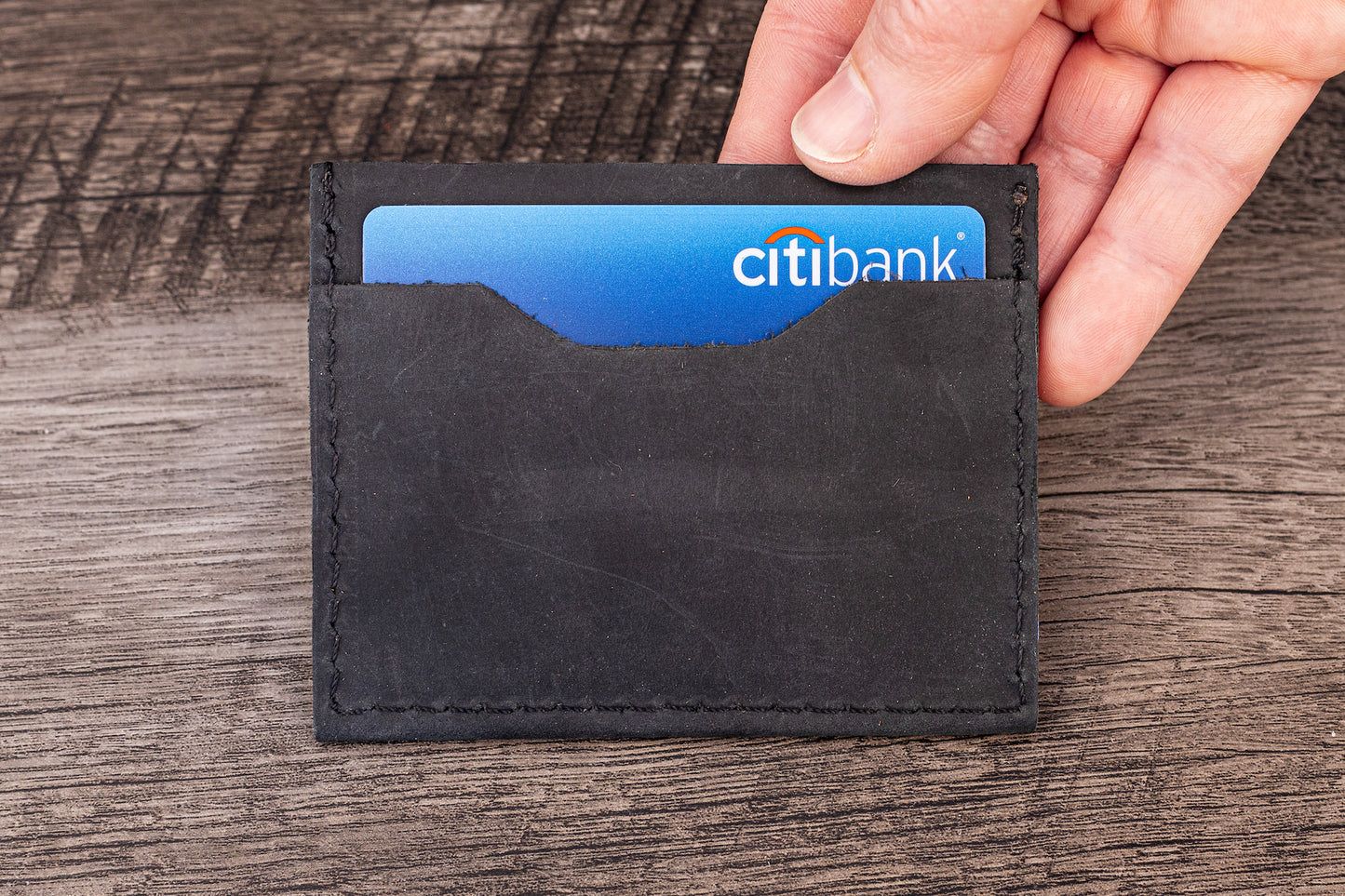 Handmade Leather Unisex Card Holder Black