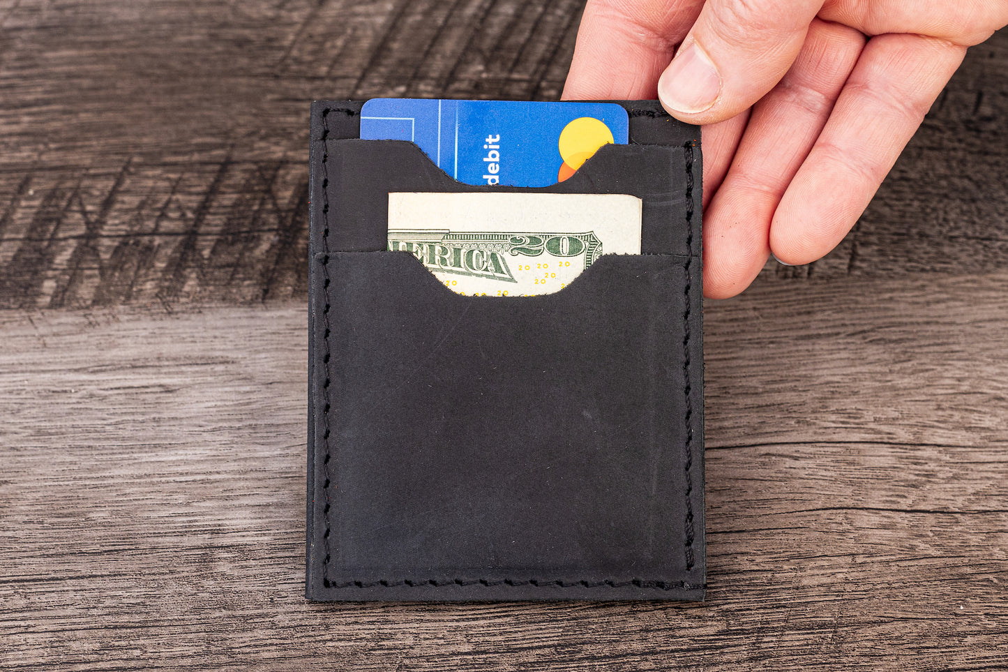 Handmade Leather Unisex Card Holder Black