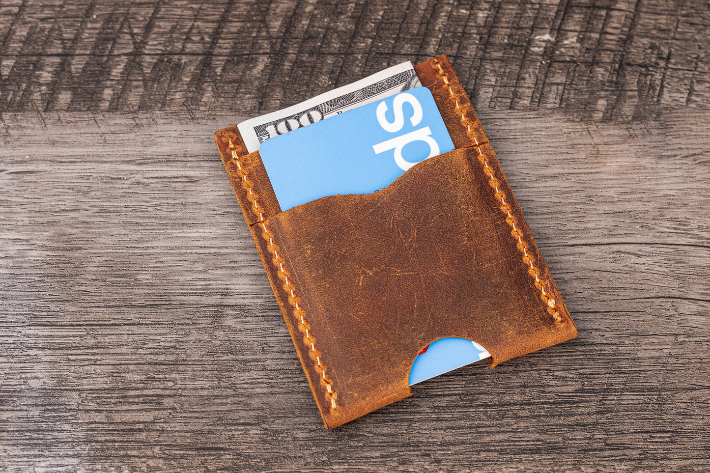 Handmade Leather Unisex Card Holder Rustic Brown