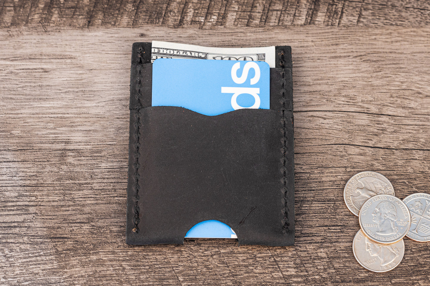 Handmade Leather Unisex Card Holder Black
