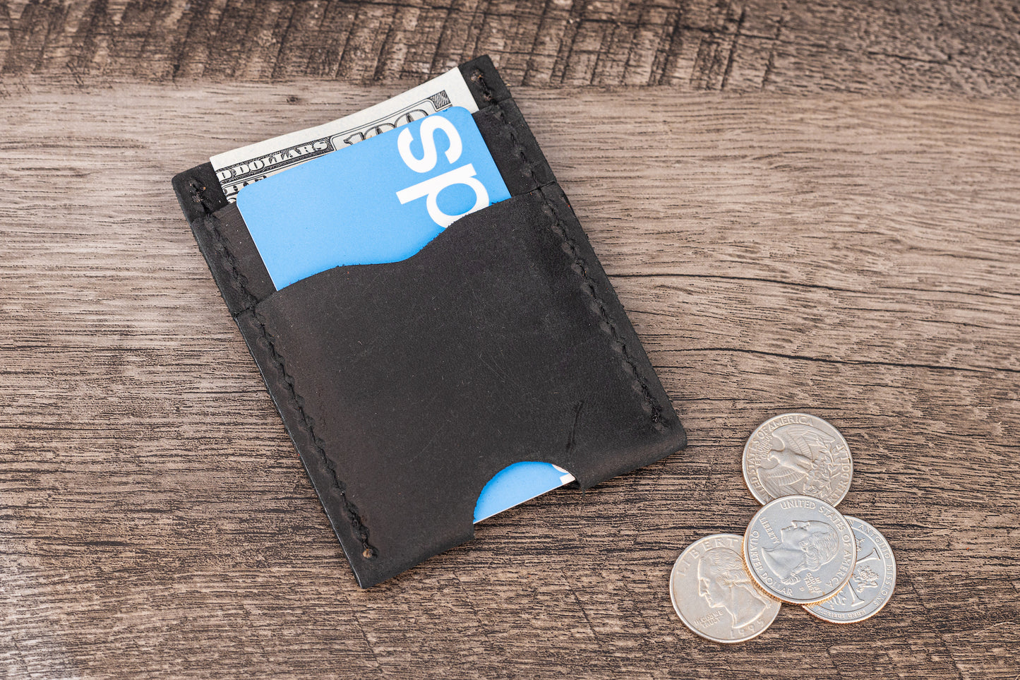 Handmade Leather Unisex Card Holder Black