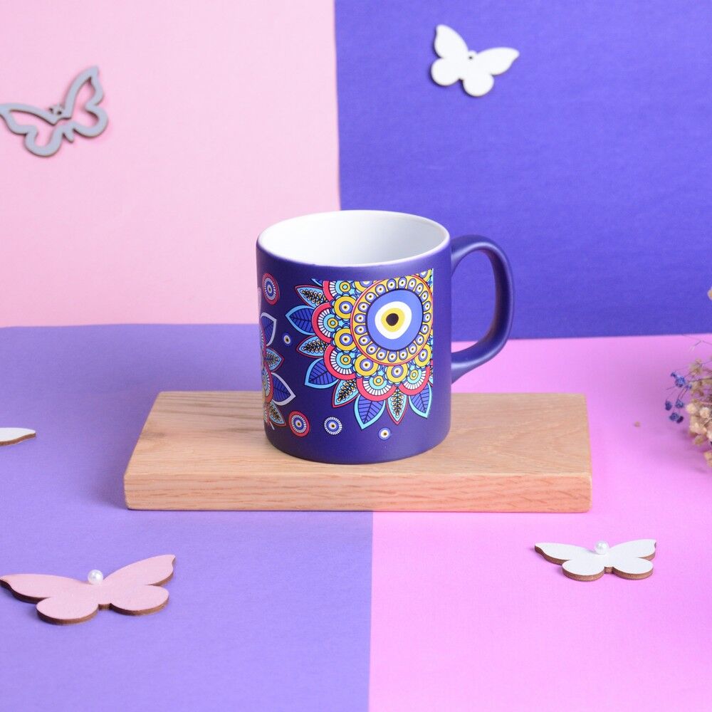 Ceramic Flowers Good Luck Charm Mug Purple