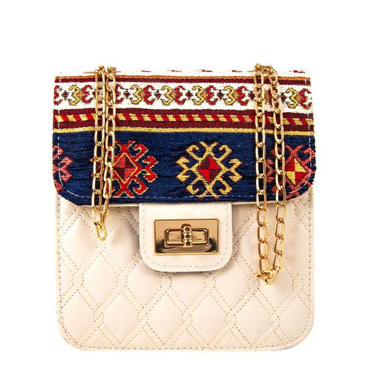 Vintage Pattern Square Faux Leather Bag