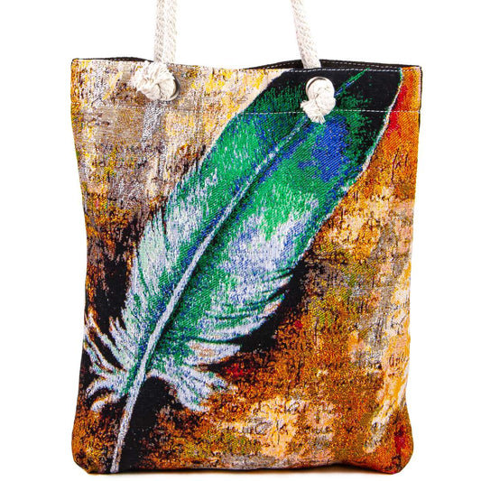 Vintage Tapestry Shoulder Bag Feather