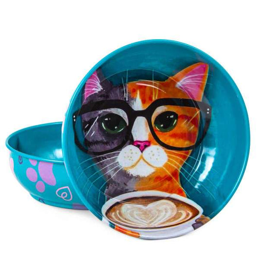 Metal Bowl Cat Pattern Large