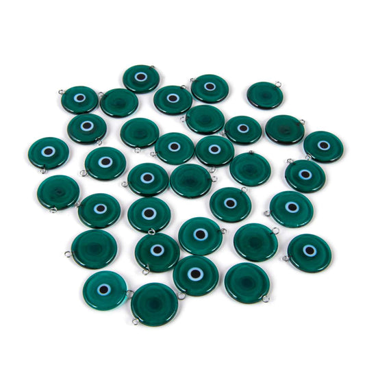 Handcrafted Glass Charm Evil Eye Pendants Green 10 Pieces