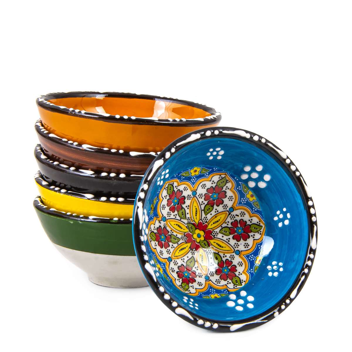 Turkish Handmade Ceramic Bowl Set of 6 pcs 3" in