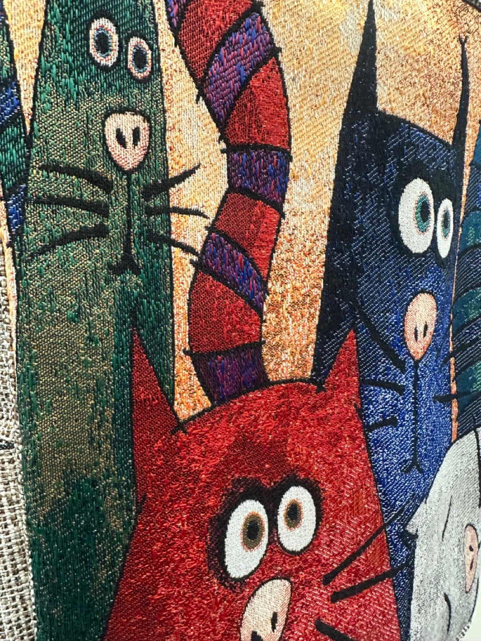 Vintage Tapestry Backpack Cat Pattern