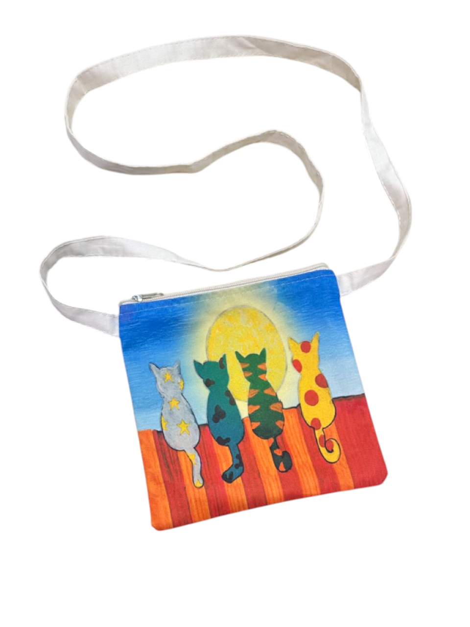 Cats Printed Canvas Crossbody Bag